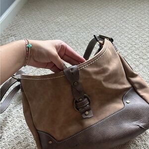 BOC Brown Shoulder Bag with Suede Accents